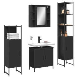 vidaXL Juego de muebles de baño 4 piezas madera de ingeniería negro