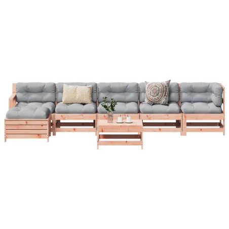 vidaXL Juego de muebles de jardín 7 pzas madera maciza abeto Douglas