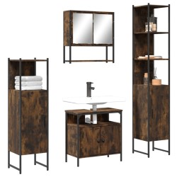 vidaXL Set de muebles baño 4 pzas madera contrachapada roble ahumado