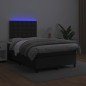 vidaXL Cama box spring con colchón LED cuero sintético negro 120x190cm vidaXL Cama box spring con colchón LED cuero sintético negro 120x190cm