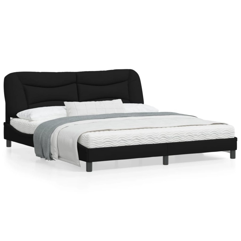 vidaXL Estructura de cama con luz LED tela negro 180x200 cm vidaXL Estructura de cama con luz LED tela negro 180x200 cm