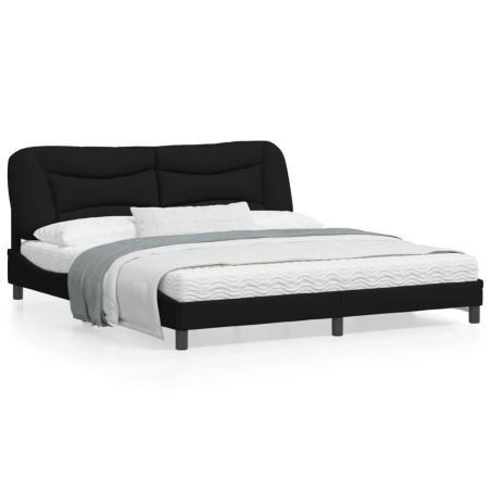 vidaXL Estructura de cama con luz LED tela negro 180x200 cm