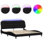 vidaXL Estructura de cama con luz LED tela negro 180x200 cm vidaXL Estructura de cama con luz LED tela negro 180x200 cm