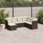 vidaXL Juego de sofás de jardín 7 piezas con cojines ratán PE marrón vidaXL Juego de sofás de jardín 7 piezas con cojines ratán PE marrón