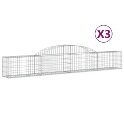vidaXL Cestas de gaviones 3 uds forma de arco hierro 300x30x40/60 cm