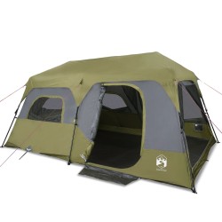 vidaXL Tienda de campaña 9 personas tela opaca impermeable verde