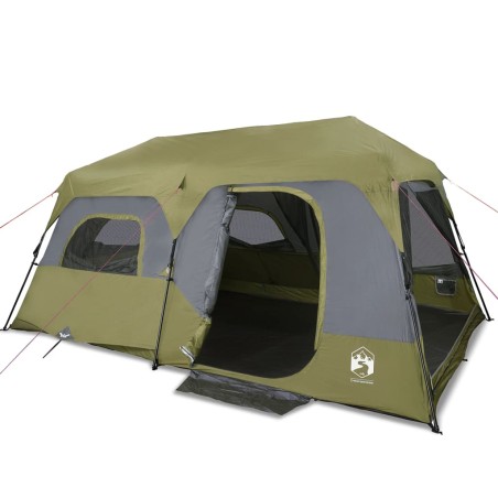 vidaXL Tienda de campaña 9 personas tela opaca impermeable verde