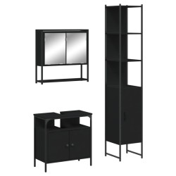 vidaXL Juego de muebles de baño 3 pzas madera contrachapada negro