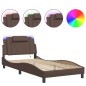 vidaXL Estructura cama con luces LED cuero sintético marrón 100x200 cm vidaXL Estructura cama con luces LED cuero sintético marrón 100x200 cm