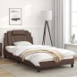 vidaXL Estructura cama con luces LED cuero sintético marrón 100x200 cm vidaXL Estructura cama con luces LED cuero sintético marrón 100x200 cm