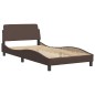 vidaXL Estructura cama con luces LED cuero sintético marrón 100x200 cm vidaXL Estructura cama con luces LED cuero sintético marrón 100x200 cm