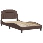 vidaXL Estructura cama con luces LED cuero sintético marrón 100x200 cm vidaXL Estructura cama con luces LED cuero sintético marrón 100x200 cm
