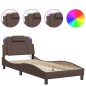 vidaXL Estructura cama con luces LED cuero sintético marrón 80x200 cm vidaXL Estructura cama con luces LED cuero sintético marrón 80x200 cm