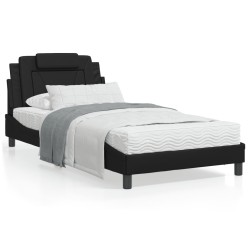 vidaXL Estructura cama con luces LED cuero sintético negro 100x200 cm