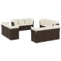 vidaXL Set de sofás de jardín y cojines 12 pzas ratán sintético marrón vidaXL Set de sofás de jardín y cojines 12 pzas ratán sintético marrón