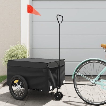 vidaXL Remolque para bicicleta hierro negro 45 kg