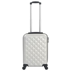 vidaXL Maleta con ruedas trolley rígida plateada brillante ABS