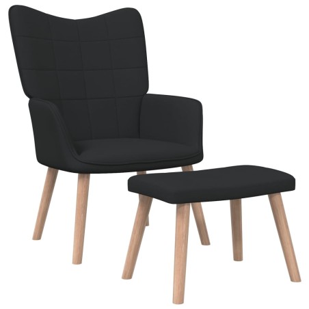 vidaXL Sillón de relax con reposapiés tela negro
