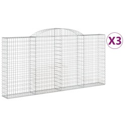 vidaXL Cestas de gaviones 3 uds forma de arco hierro 300x30x140/160 cm