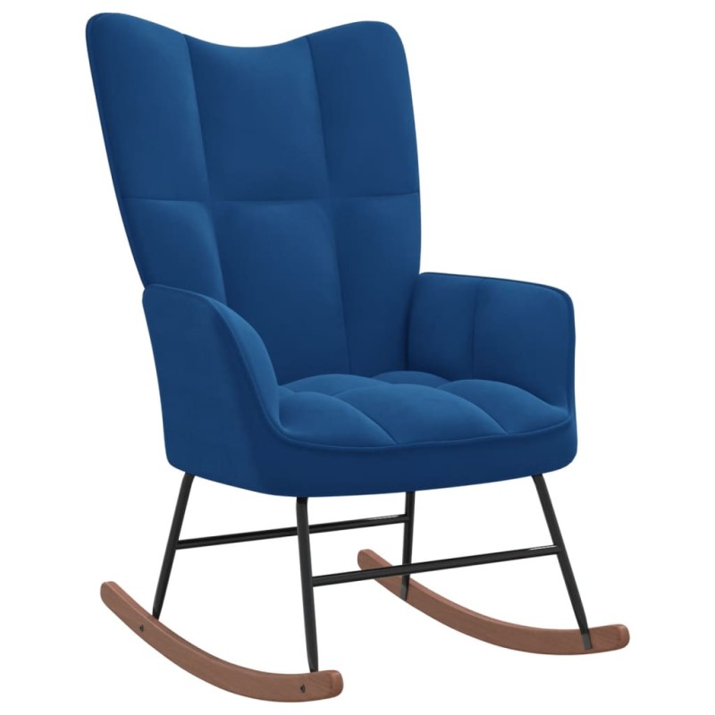 vidaXL Silla mecedora de terciopelo azul vidaXL Silla mecedora de terciopelo azul