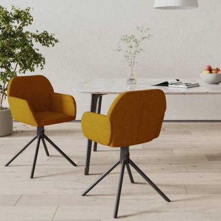 vidaXL Sillas de comedor giratorias 2 unidades terciopelo marrón