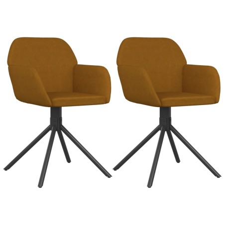 vidaXL Sillas de comedor giratorias 2 unidades terciopelo marrón