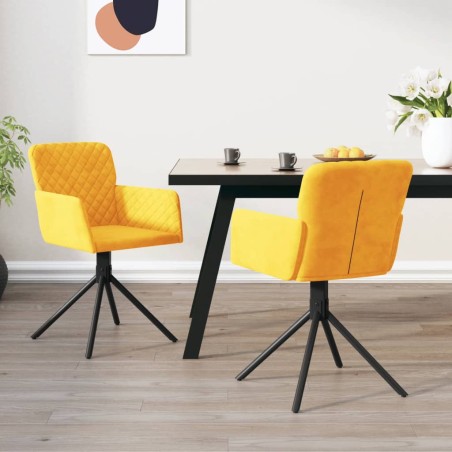 vidaXL Sillas de comedor giratorias 2 uds terciopelo amarillo