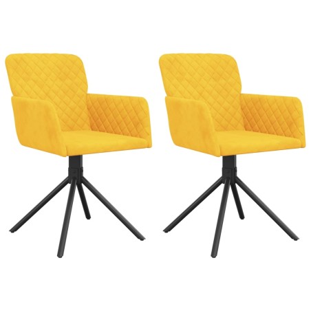 vidaXL Sillas de comedor giratorias 2 uds terciopelo amarillo