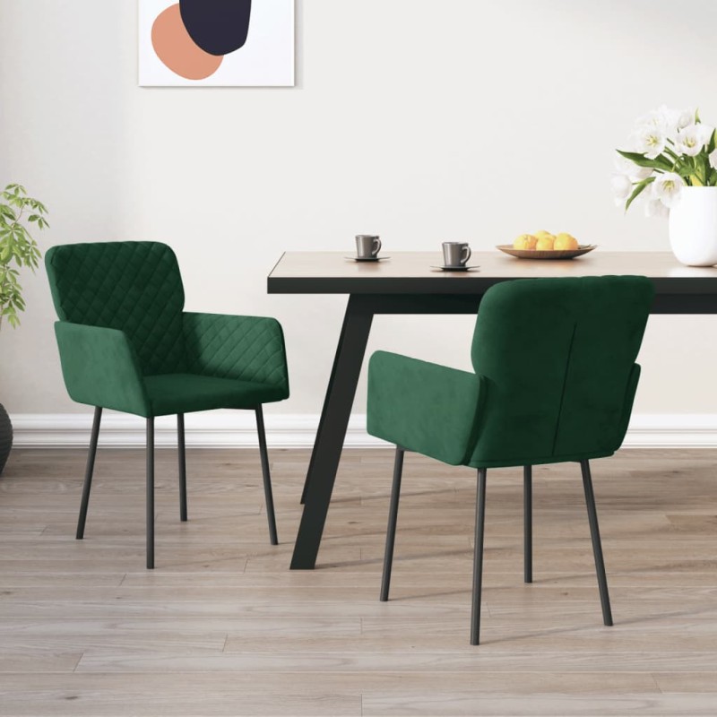 vidaXL Sillas de comedor 2 unidades terciopelo verde oscuro vidaXL Sillas de comedor 2 unidades terciopelo verde oscuro