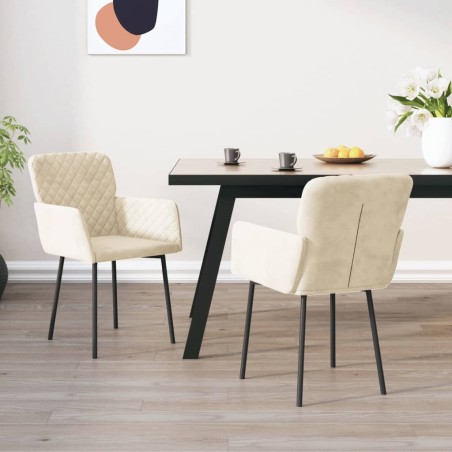 vidaXL Sillas de comedor 2 unidades terciopelo crema