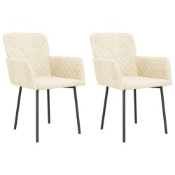 vidaXL Sillas de comedor 2 unidades terciopelo crema