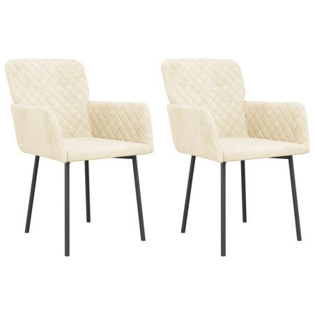 vidaXL Sillas de comedor 2 unidades terciopelo crema