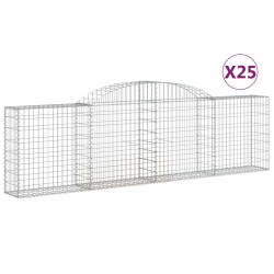 vidaXL Cestas de gaviones 25 uds forma de arco hierro 300x30x80/100 cm