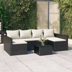vidaXL Set de muebles de jardín 2 pzas y cojines ratán sintético negro