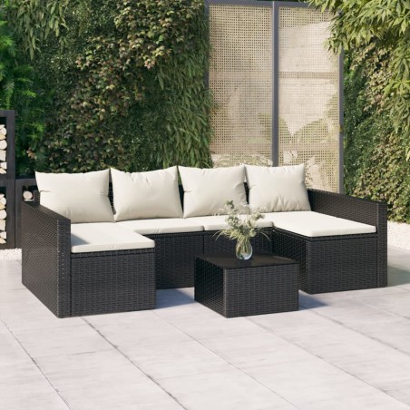 vidaXL Set de muebles de jardín 2 pzas y cojines ratán sintético negro