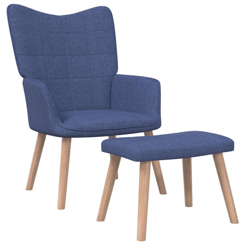 vidaXL Silla de relajación con reposapiés tela azul vidaXL Silla de relajación con reposapiés tela azul