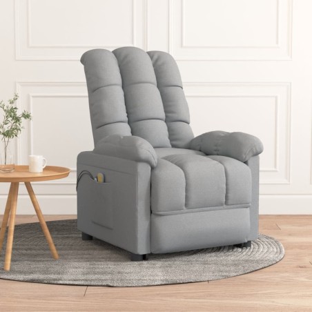 vidaXL Sillón de masaje eléctrico tela gris claro