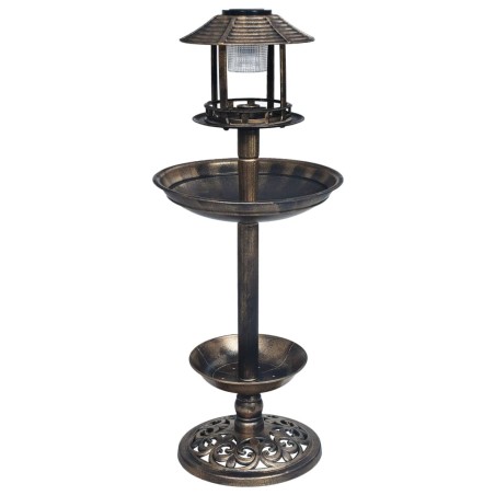 vidaXL Bebedero decorativo para pájaros con luces LED solares plástico