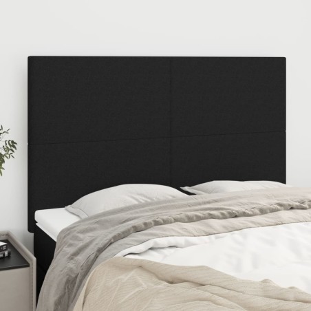 vidaXL Cabeceros 4 unidades tela negro 72x5x78/88 cm