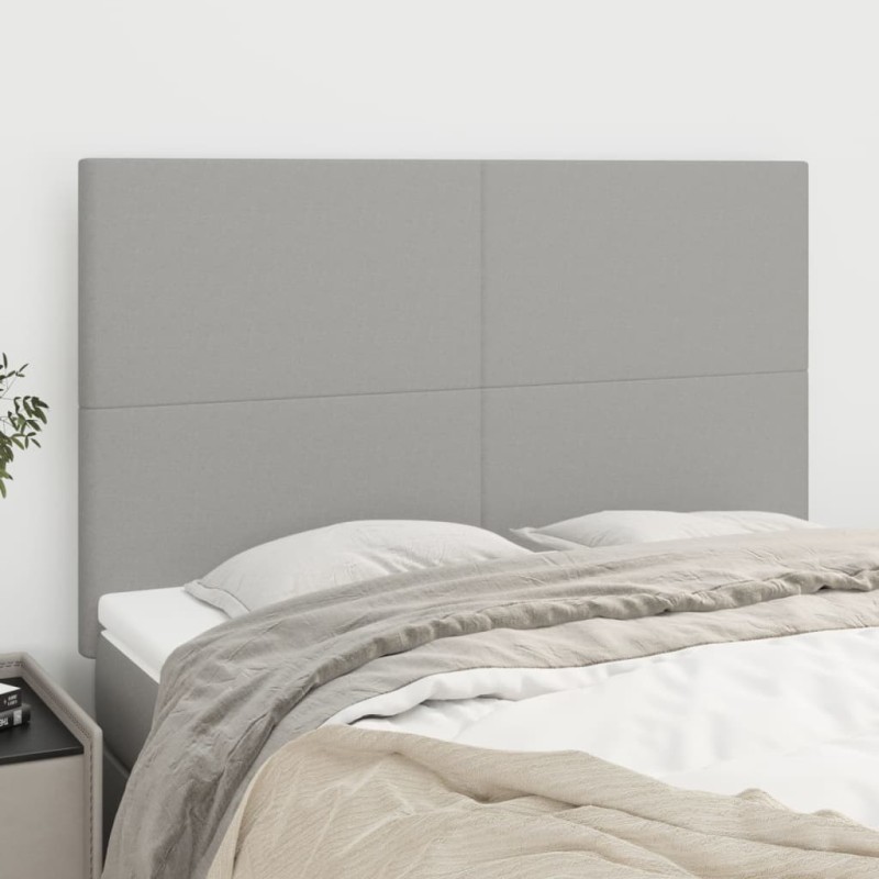 vidaXL Cabeceros 4 unidades tela gris claro 72x5x78/88 cm vidaXL Cabeceros 4 unidades tela gris claro 72x5x78/88 cm