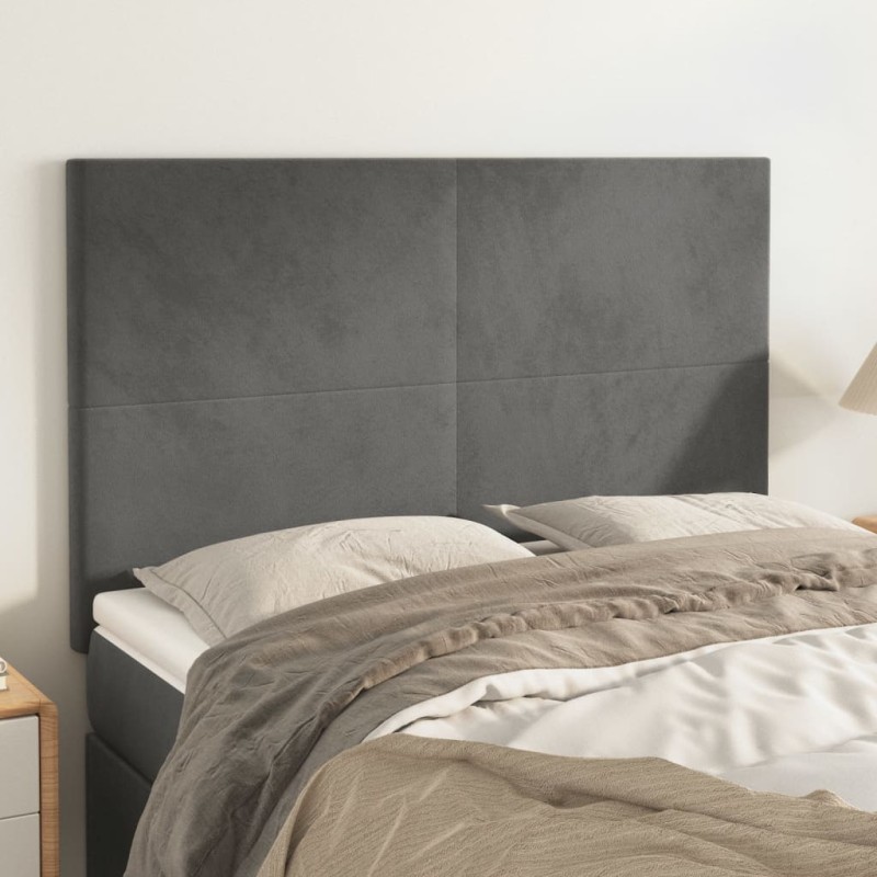 vidaXL Cabeceros 4 unidades terciopelo gris oscuro 72x5x78/88 cm vidaXL Cabeceros 4 unidades terciopelo gris oscuro 72x5x78/88 cm