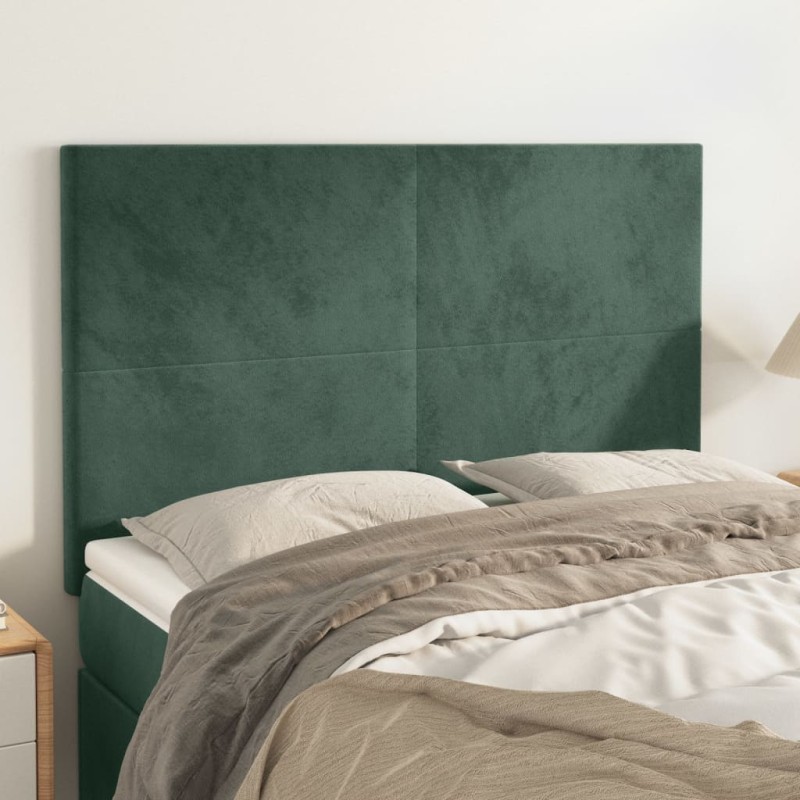 vidaXL Cabeceros 4 unidades terciopelo verde oscuro 72x5x78/88 cm vidaXL Cabeceros 4 unidades terciopelo verde oscuro 72x5x78/88 cm