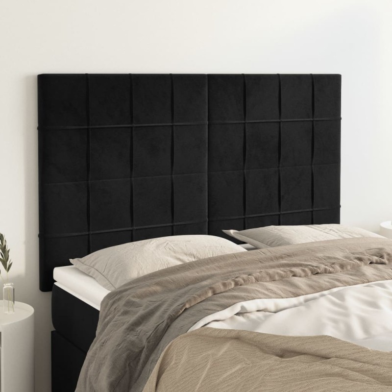 vidaXL Cabeceros 4 unidades terciopelo negro 72x5x78/88 cm vidaXL Cabeceros 4 unidades terciopelo negro 72x5x78/88 cm