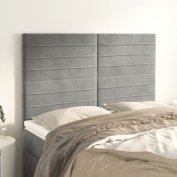 vidaXL Cabeceros 4 unidades terciopelo gris claro 72x5x78/88 cm
