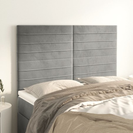 vidaXL Cabeceros 4 unidades terciopelo gris claro 72x5x78/88 cm