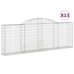 vidaXL Cestas de gaviones 13 uds forma arco hierro 300x30x100/120 cm