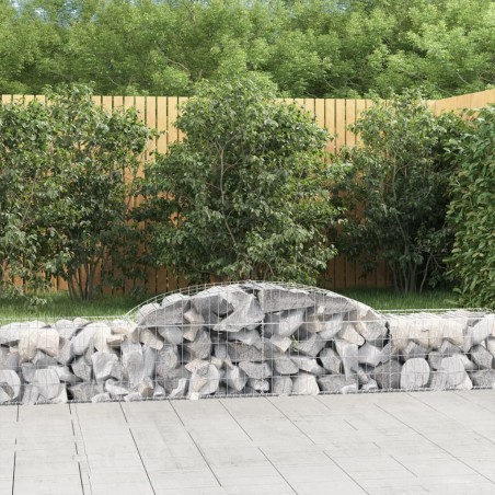 vidaXL Cestas de gaviones 3 uds forma de arco hierro 300x50x40/60 cm