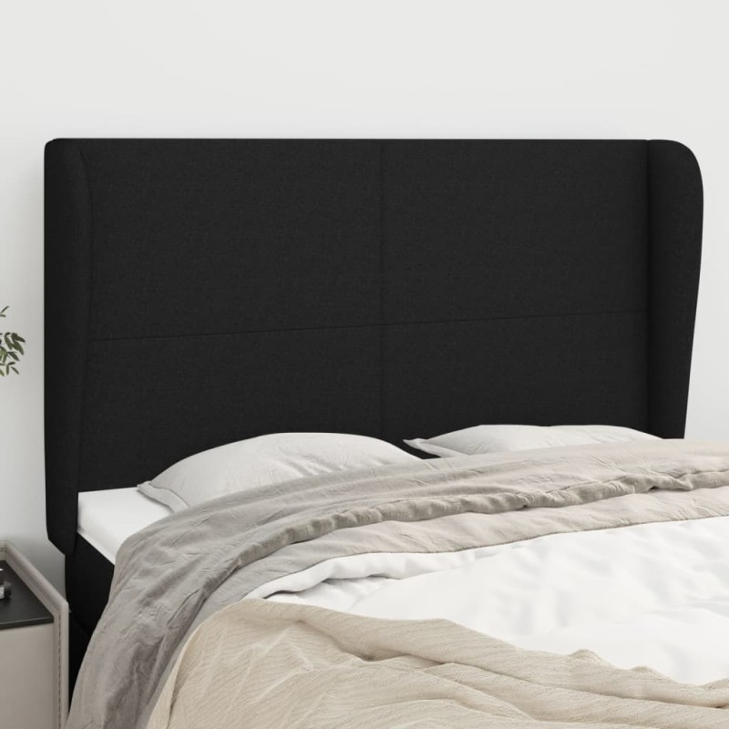 vidaXL Cabecero con orejas de tela negro 147x23x118/128 cm vidaXL Cabecero con orejas de tela negro 147x23x118/128 cm