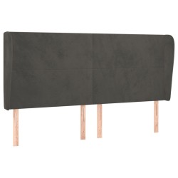 vidaXL Cabecero con orejas de terciopelo gris oscuro 163x23x118/128 cm