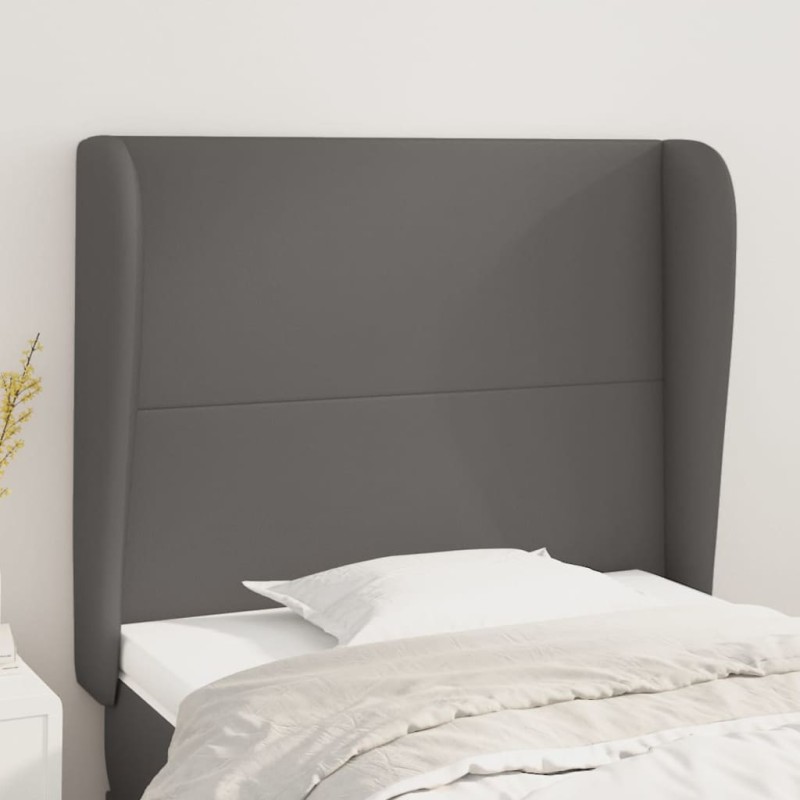 vidaXL Cabecero con orejas de cuero sintético gris 83x23x118/128 cm vidaXL Cabecero con orejas de cuero sintético gris 83x23x118/128 cm